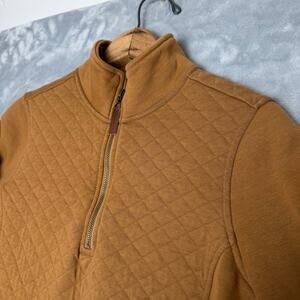 L.L. Bean Women’s Quilted Quarter 1/4 Zip Pullover Sweatshirt XS P Saddle Tan